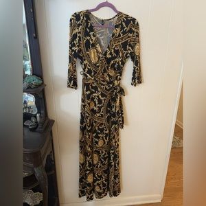 Black and Gold chain print Maxi Dress